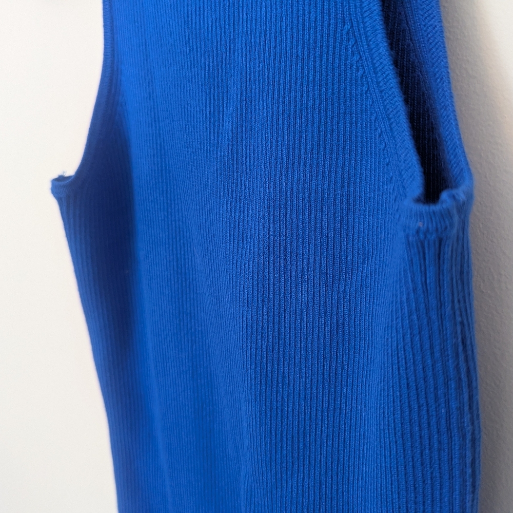 NWOT Mango Short Knitted Bodycon Ribbed Dress in Bright Blue, Size US 4 - Picture 6 of 6